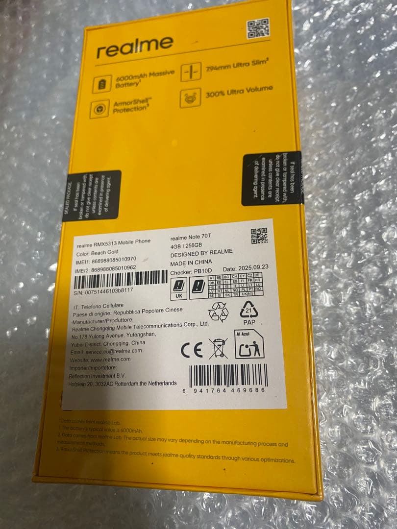 スマートフォン本体 Realme note 70t 256GB