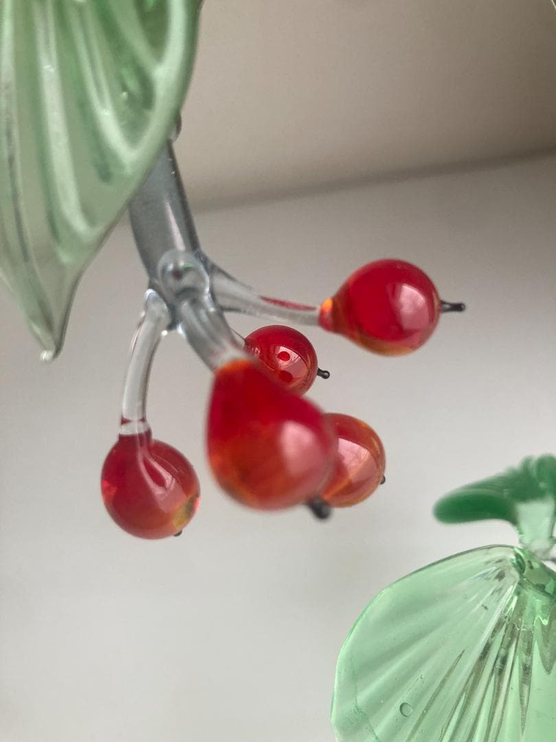 ガラス細工　鳥　鷽 うそ　bird オブジェ　2個セット