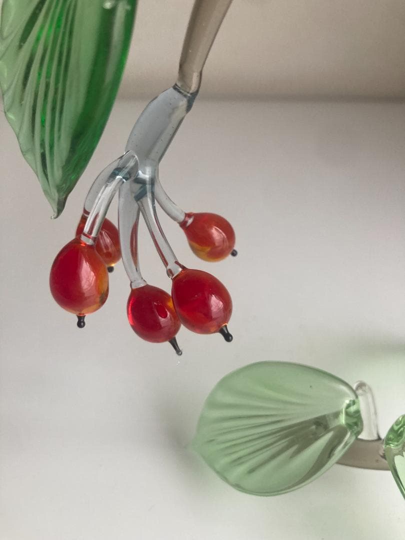 ガラス細工　鳥　鷽 うそ　bird オブジェ　2個セット