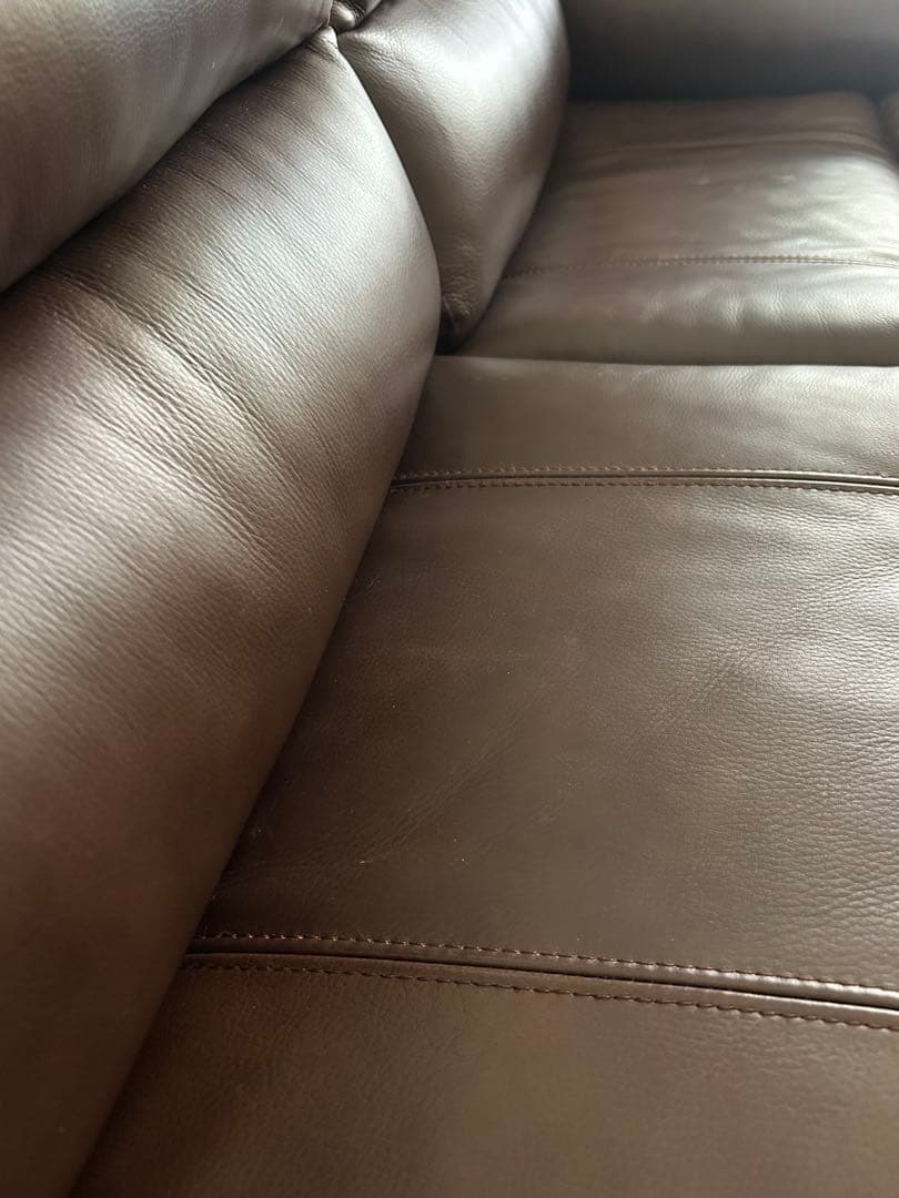 ニトリ　電動リクライニングソファ　Nビリーバ　ダークブラウン　厚革　厚皮