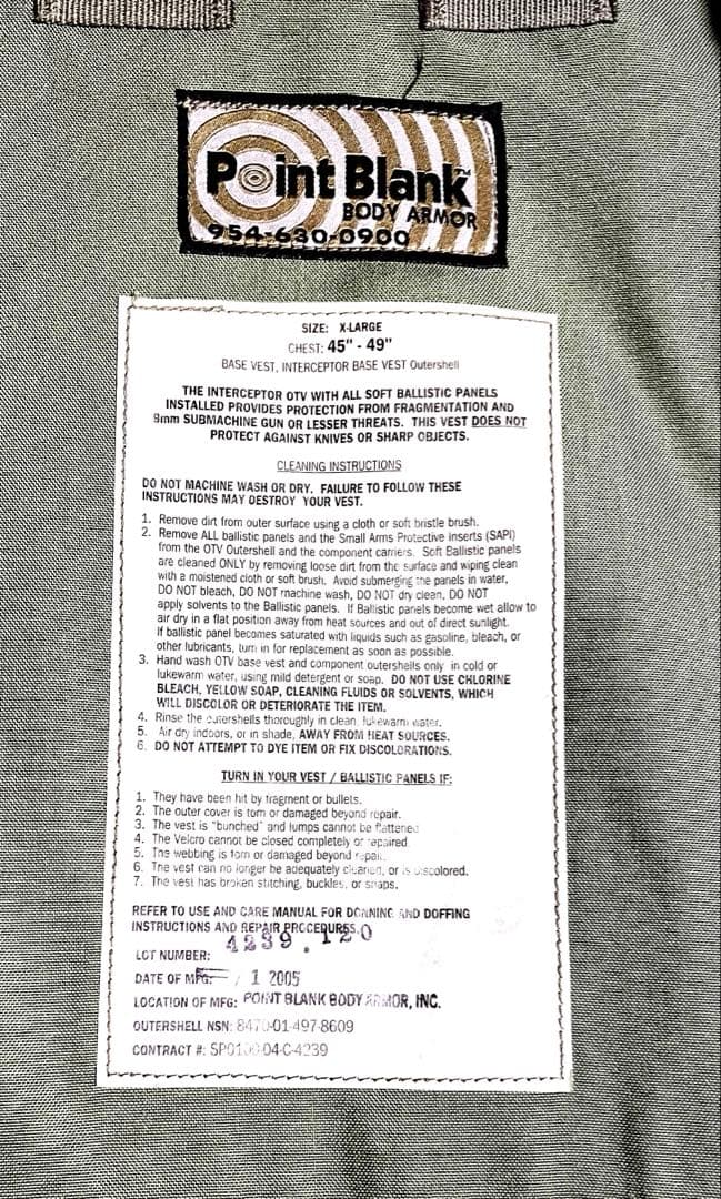 米軍実物Point Blank社製 美品ウッドランド ボディーアーマーXLサイズ