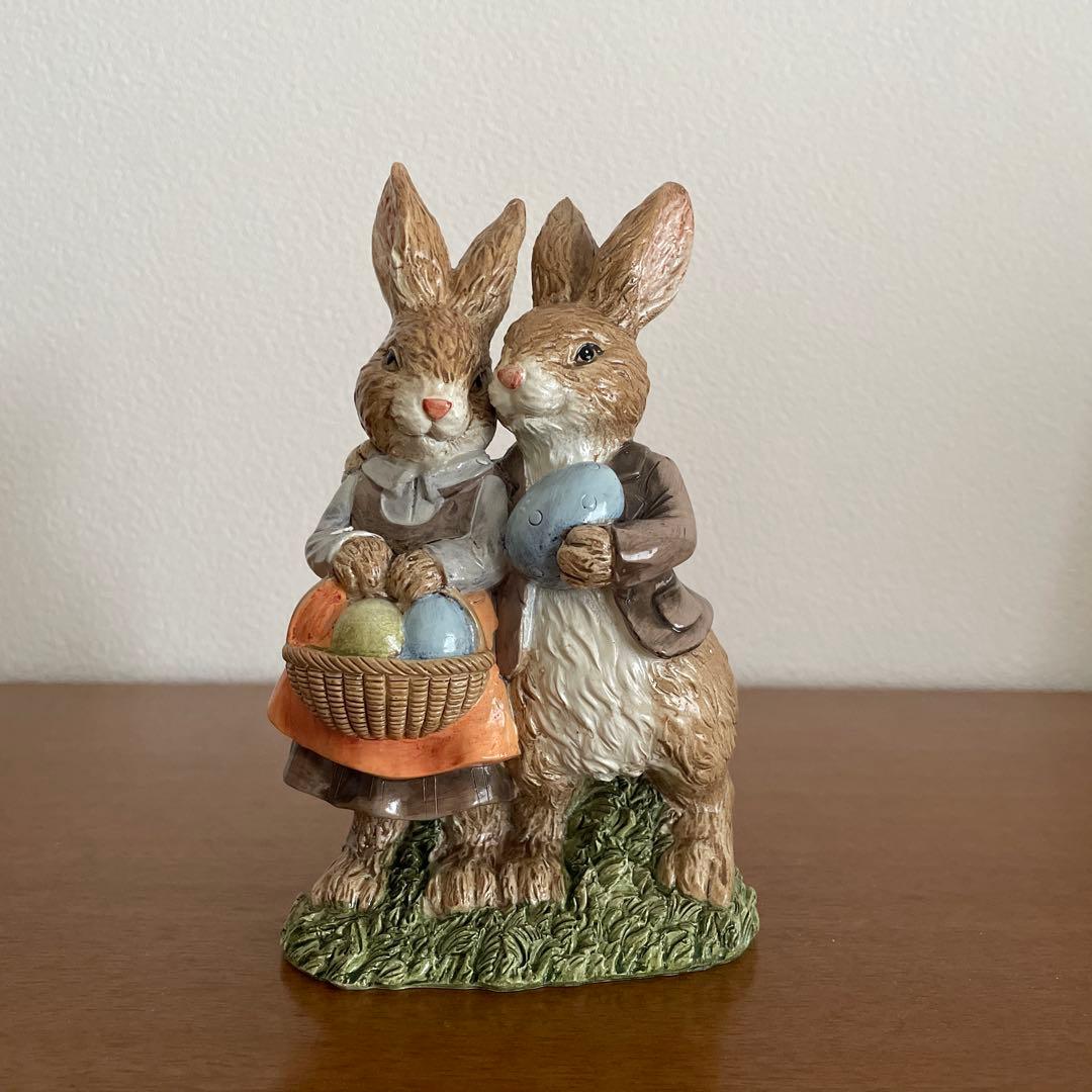 イースターバニー ファミリー 置き物