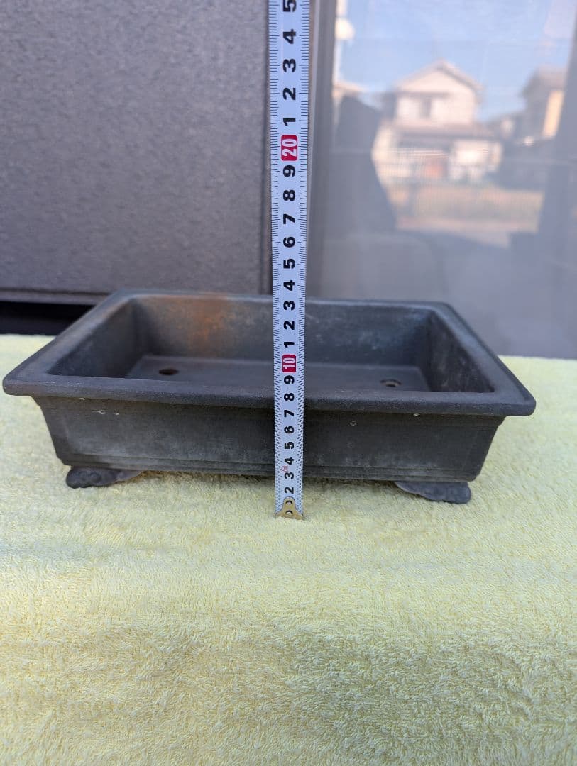 常滑陶器製 落款あり盆栽鉢 排水穴付き 約30cm