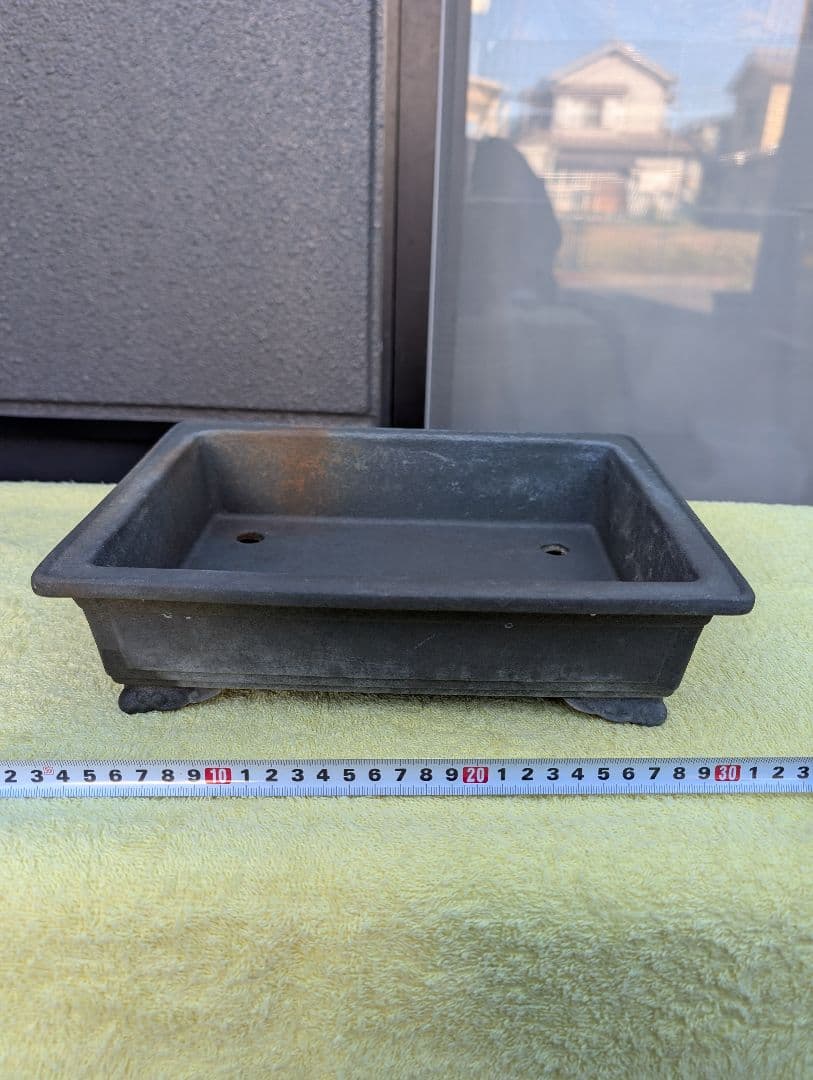 常滑陶器製 落款あり盆栽鉢 排水穴付き 約30cm