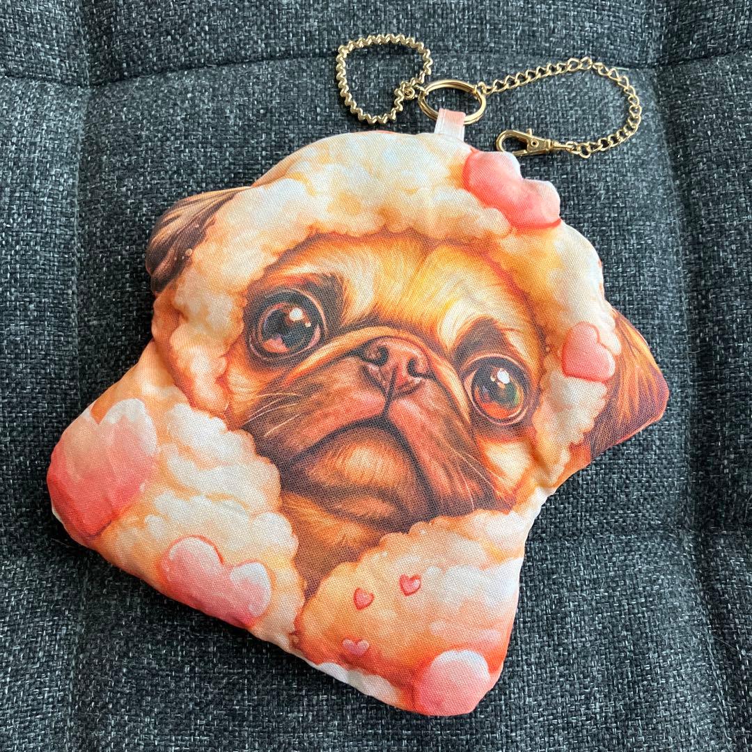 ハンドメイド ☆ ふわふわポーチ パグ