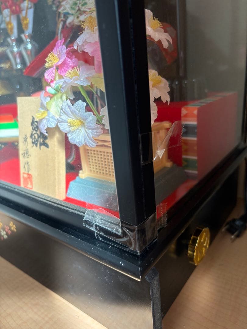 雛人形セット 花柄ディスプレイケース付き