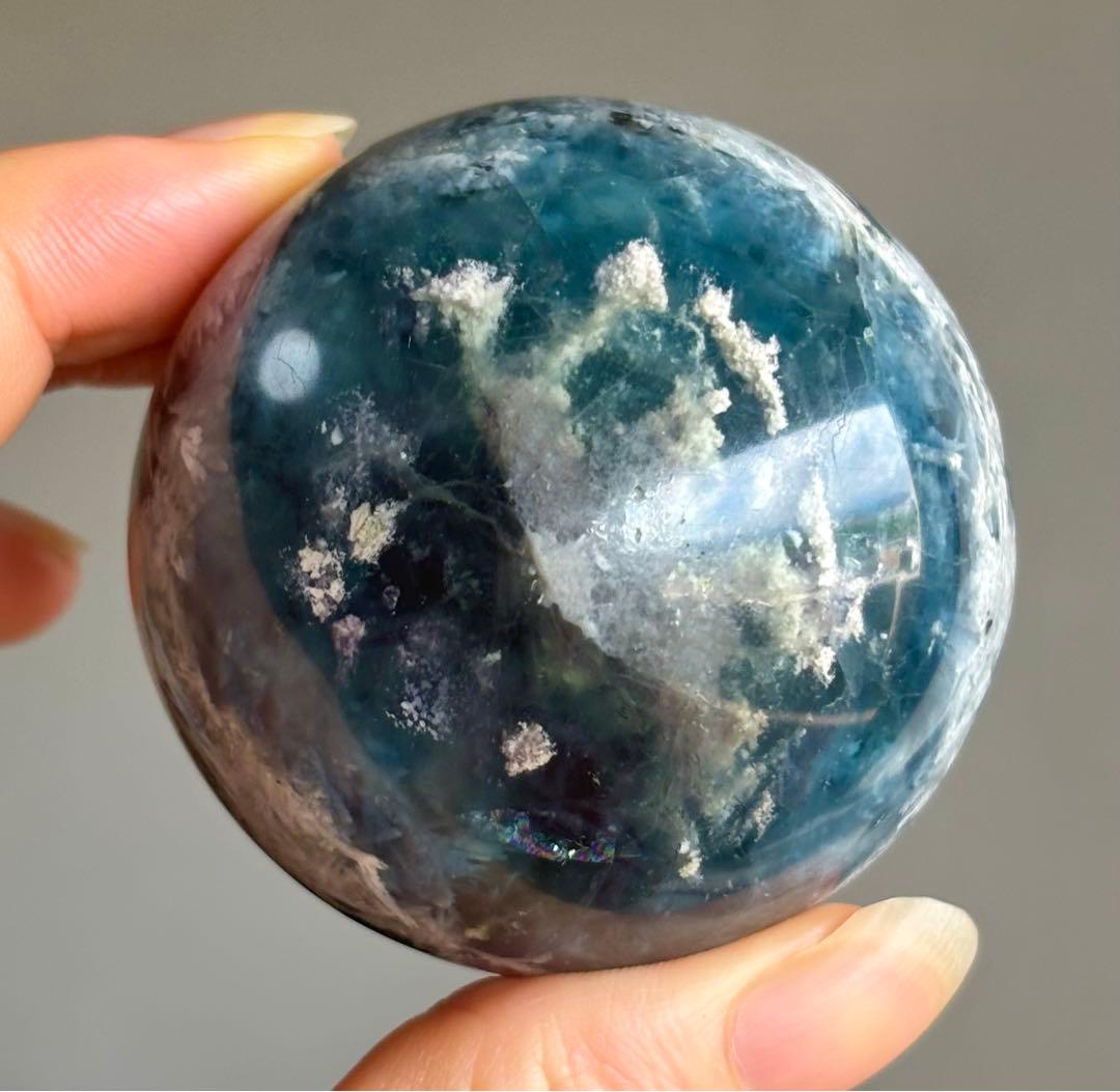 高品質　ブルー　エンジェルフェザーフローライト　スフィア