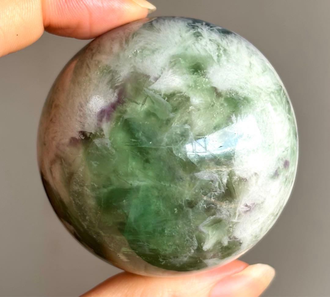 高品質　ブルー　エンジェルフェザーフローライト　スフィア