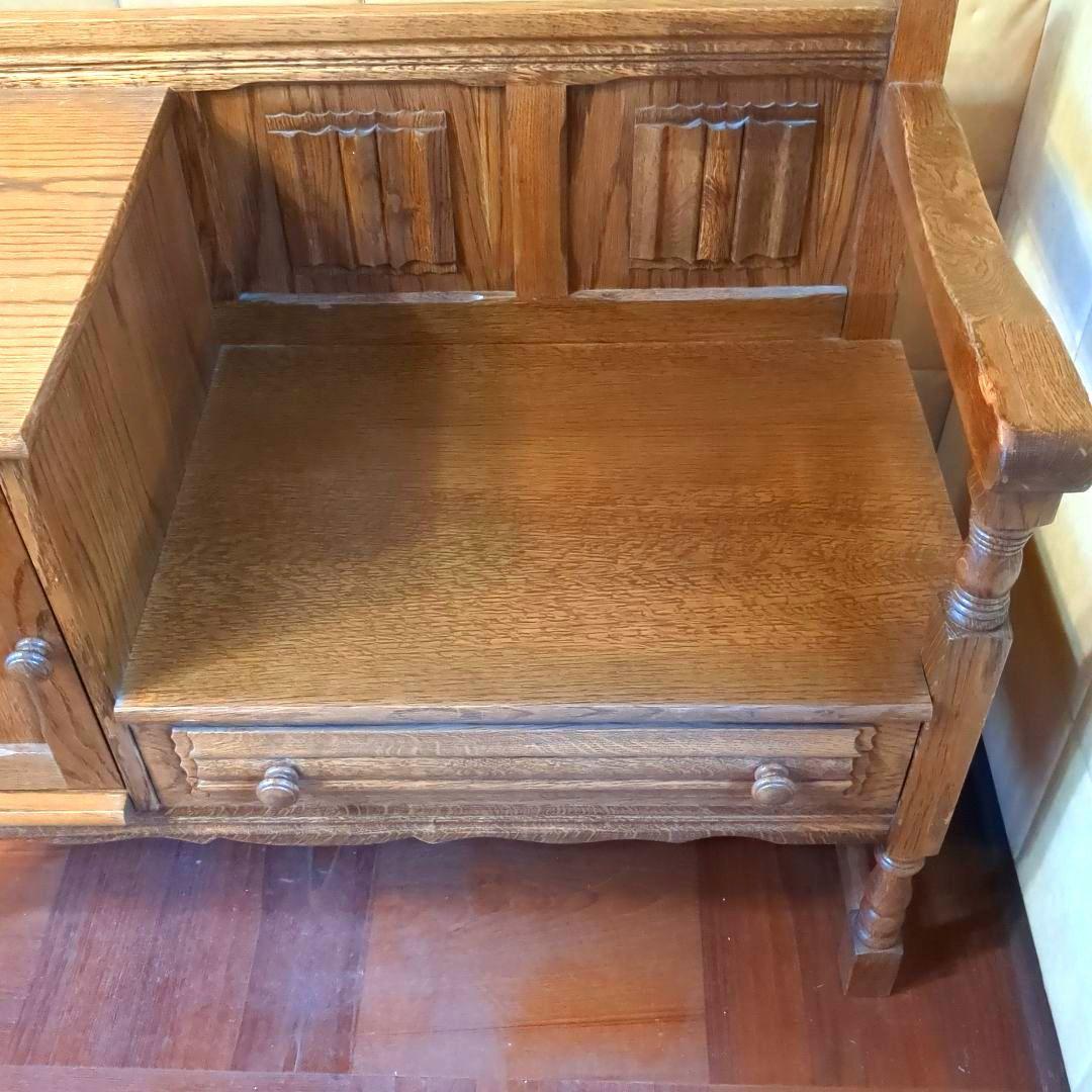 オーク材　テレフォンベンチ　電話台　アンティーク