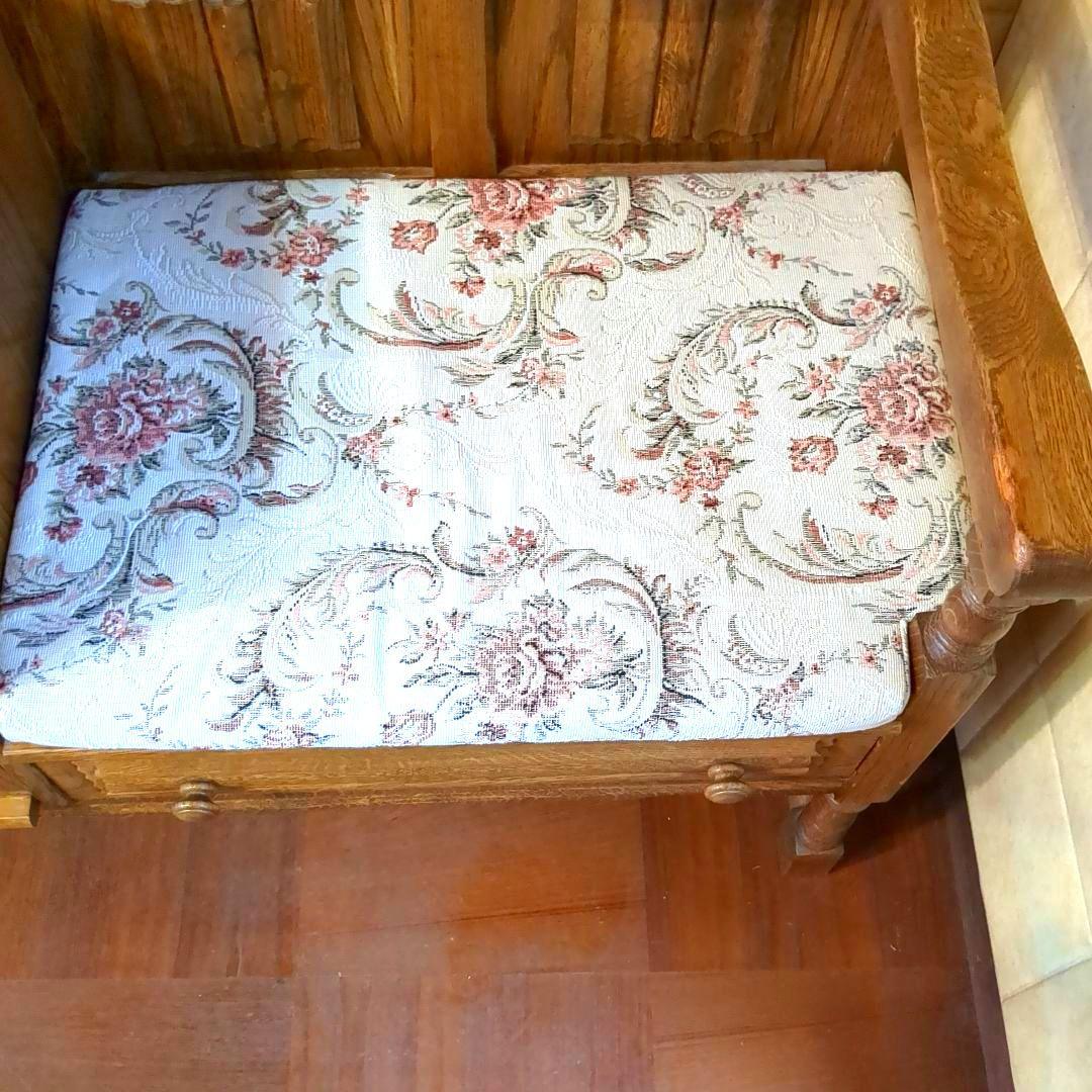 オーク材　テレフォンベンチ　電話台　アンティーク