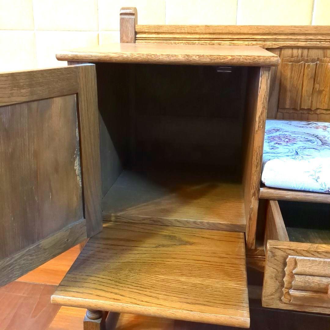 オーク材　テレフォンベンチ　電話台　アンティーク