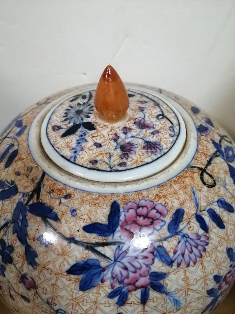 花瓶 青華釉裏紅 窯印：大清乾隆年製 稀少な花柄 花器 飾り壷