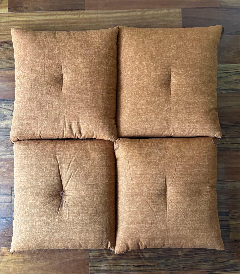 ✨美品✨座布団 4枚セット(55×59)　座布団カバー(ブラウン) 4枚付き