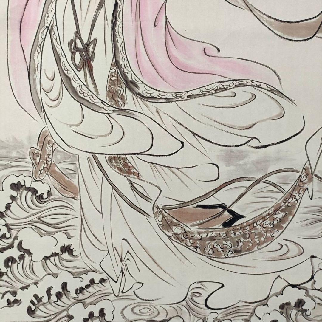 刘继卣 波涌忝色 中国画 掛け軸 水墨画 和室 玄関 茶室 壁掛け 美術品