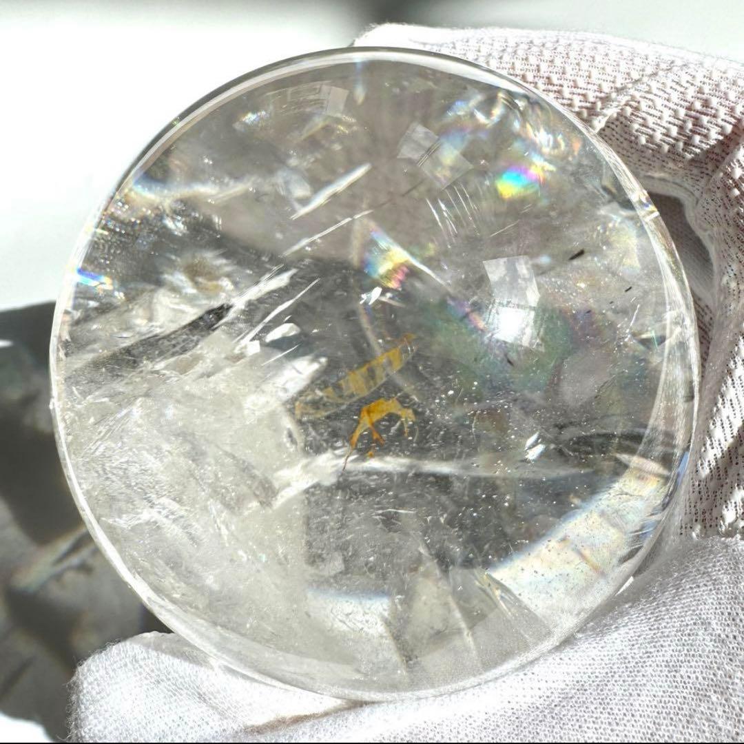 綺麗 虹入り ヒマラヤレインボー 水晶 丸玉 77.1mm ポーチ付き