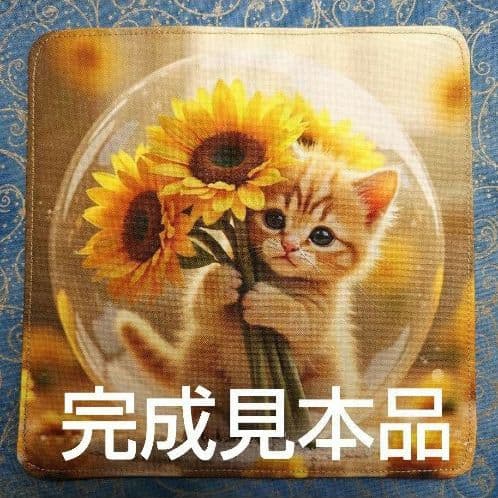 オーダーページ　ハンカチ425 編み物にゃん柄　ハンドメイド2/25