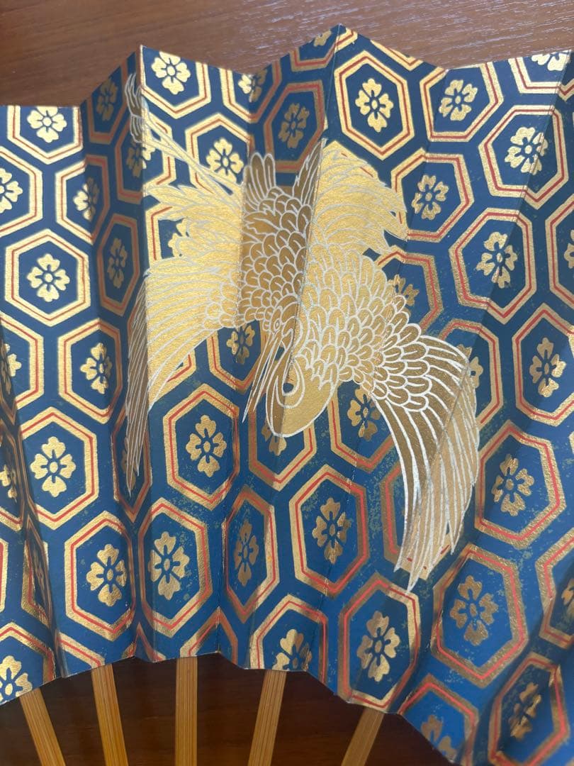 観世流　美しい青金色の舞扇