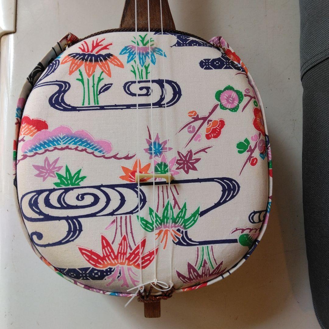 ウッド三線 花柄デザイン ケース付き