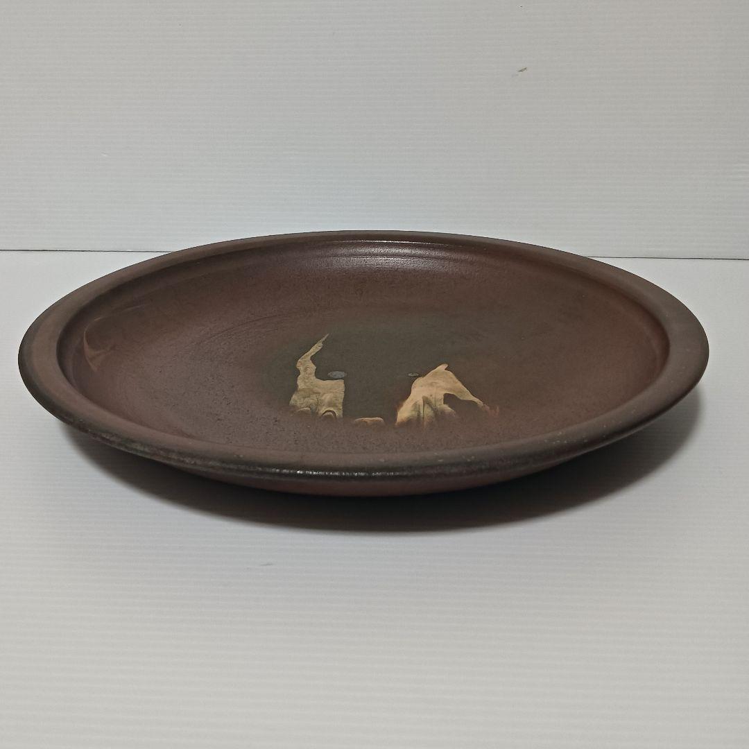 沖縄　やちむん　琉球南蛮墨流し手大皿 36cm