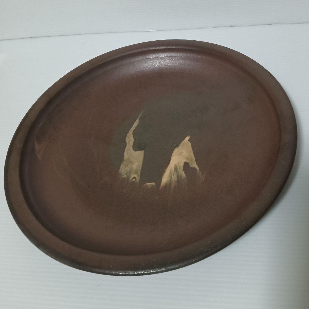 沖縄　やちむん　琉球南蛮墨流し手大皿 36cm