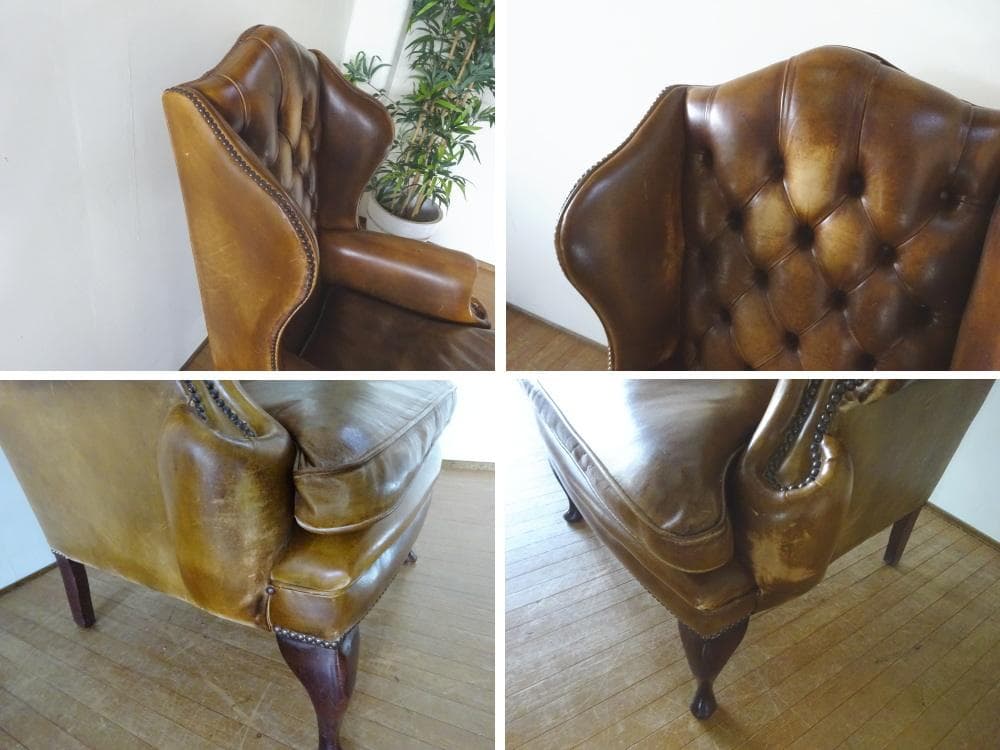 ロイズアンティークス　ウィングチェア　1Pソファ　本革　英国ヴィンテージ