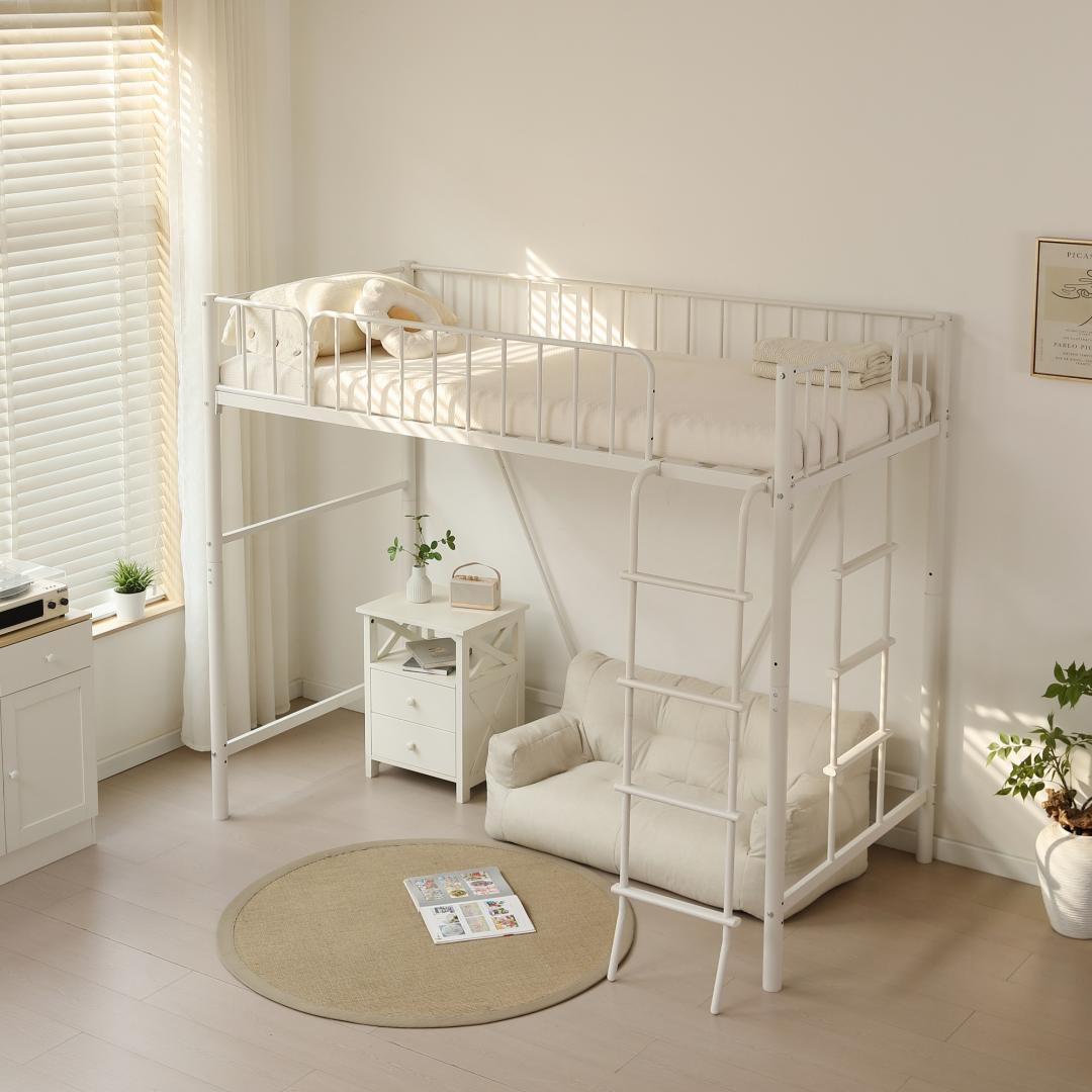 【高170cm】ホワイト ロフトベッド パイプベッド シングル 耐荷重150kg