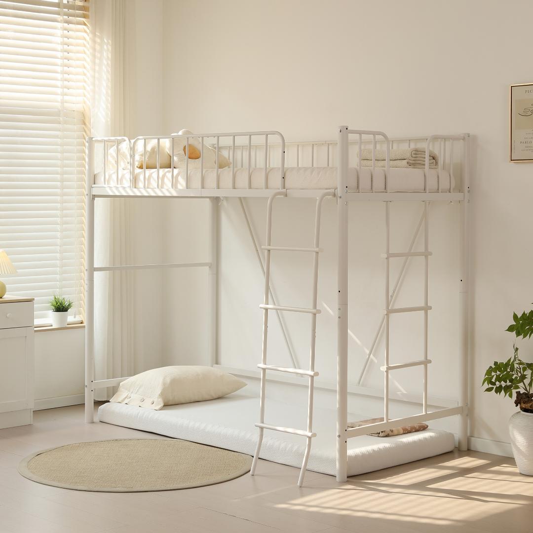 【高170cm】ホワイト ロフトベッド パイプベッド シングル 耐荷重150kg