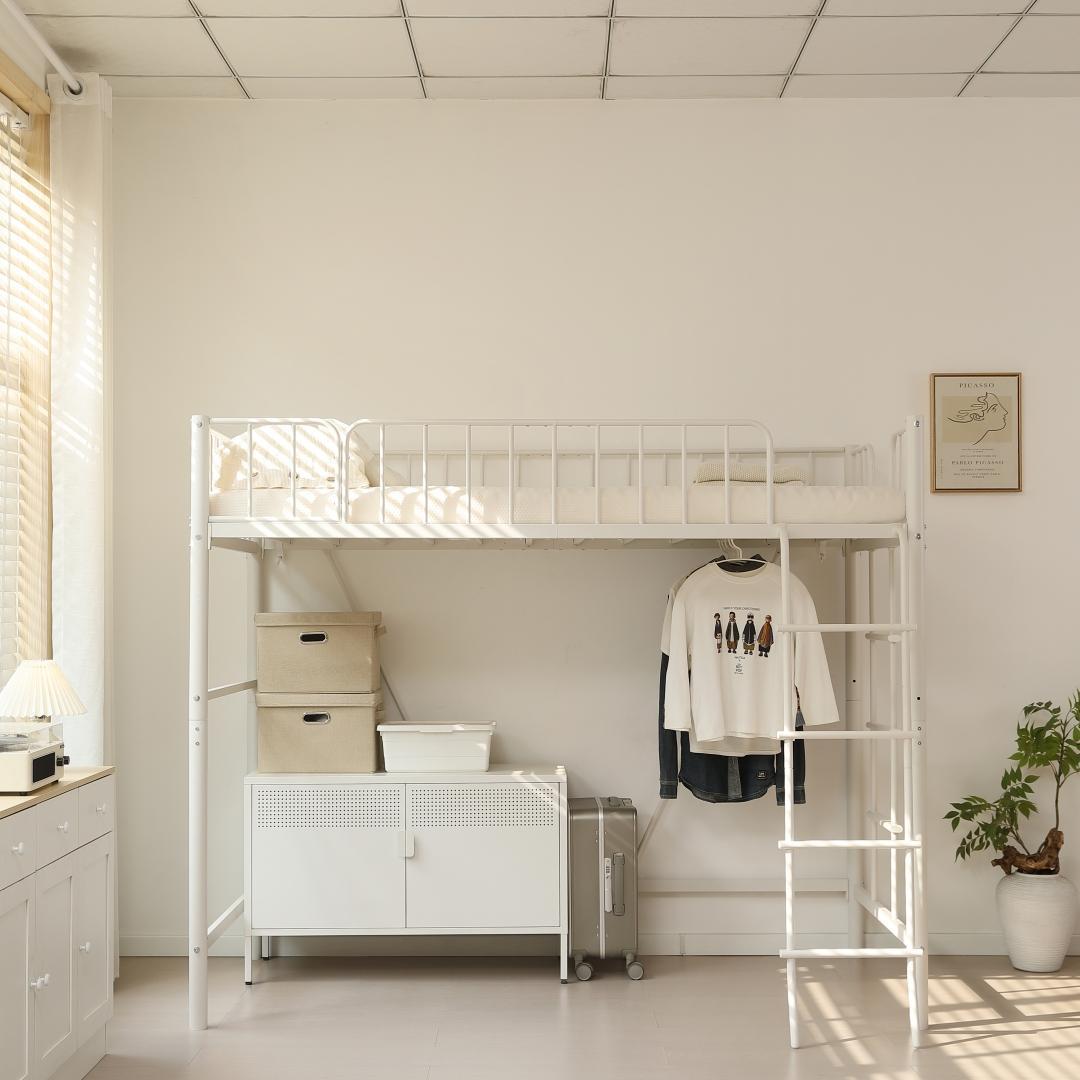 【高170cm】ホワイト ロフトベッド パイプベッド シングル 耐荷重150kg