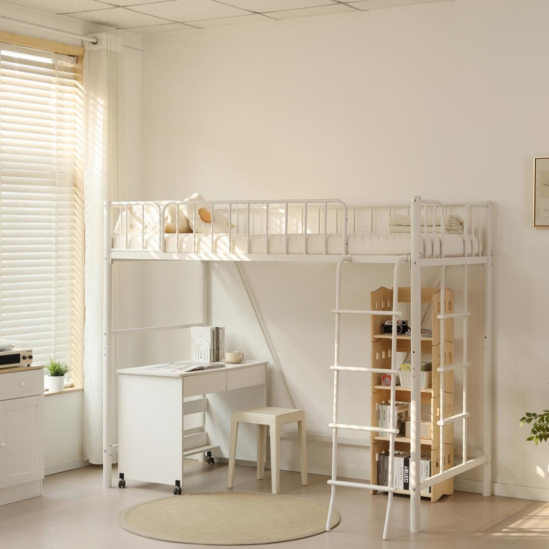 【高170cm】ホワイト ロフトベッド パイプベッド シングル 耐荷重150kg