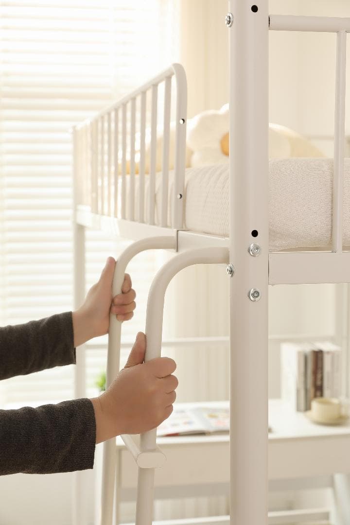 【高170cm】ホワイト ロフトベッド パイプベッド シングル 耐荷重150kg