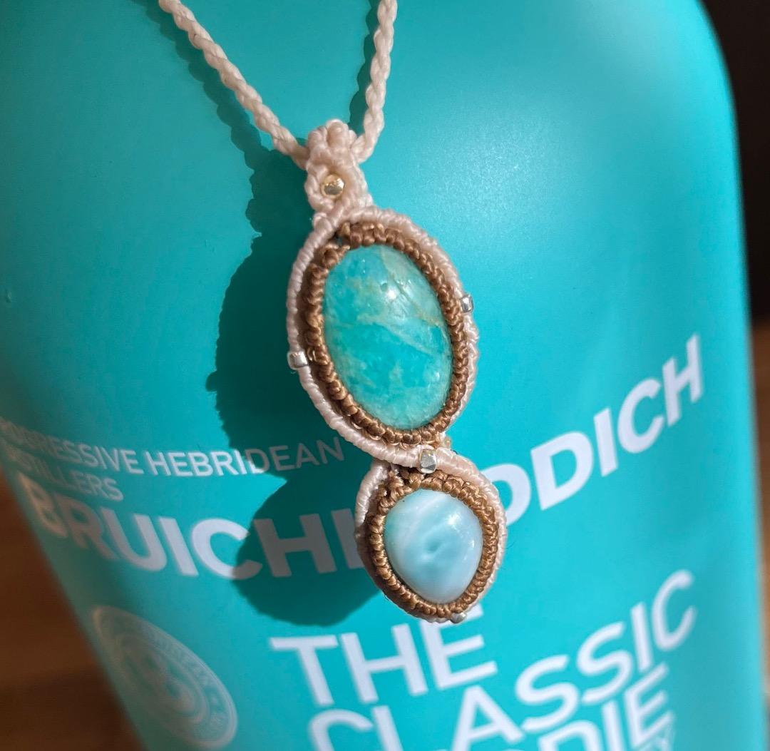 ＊アマゾナイトとラリマーのマクラメネックレス＊