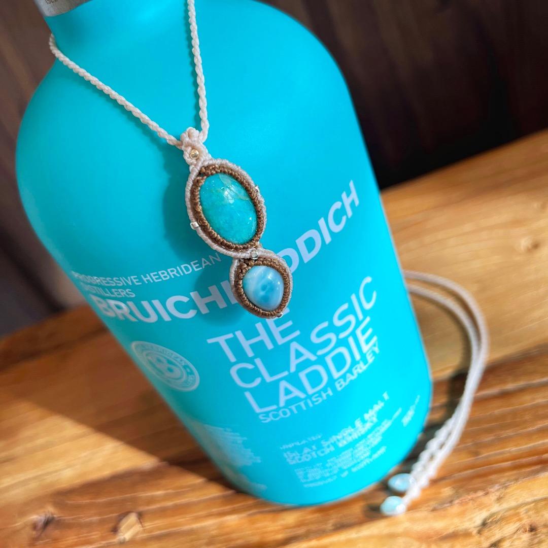 ＊アマゾナイトとラリマーのマクラメネックレス＊