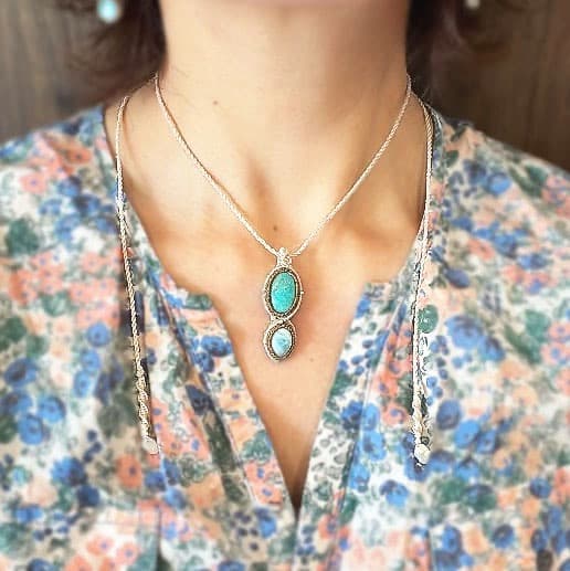 ＊アマゾナイトとラリマーのマクラメネックレス＊