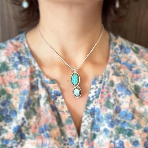 ＊アマゾナイトとラリマーのマクラメネックレス＊