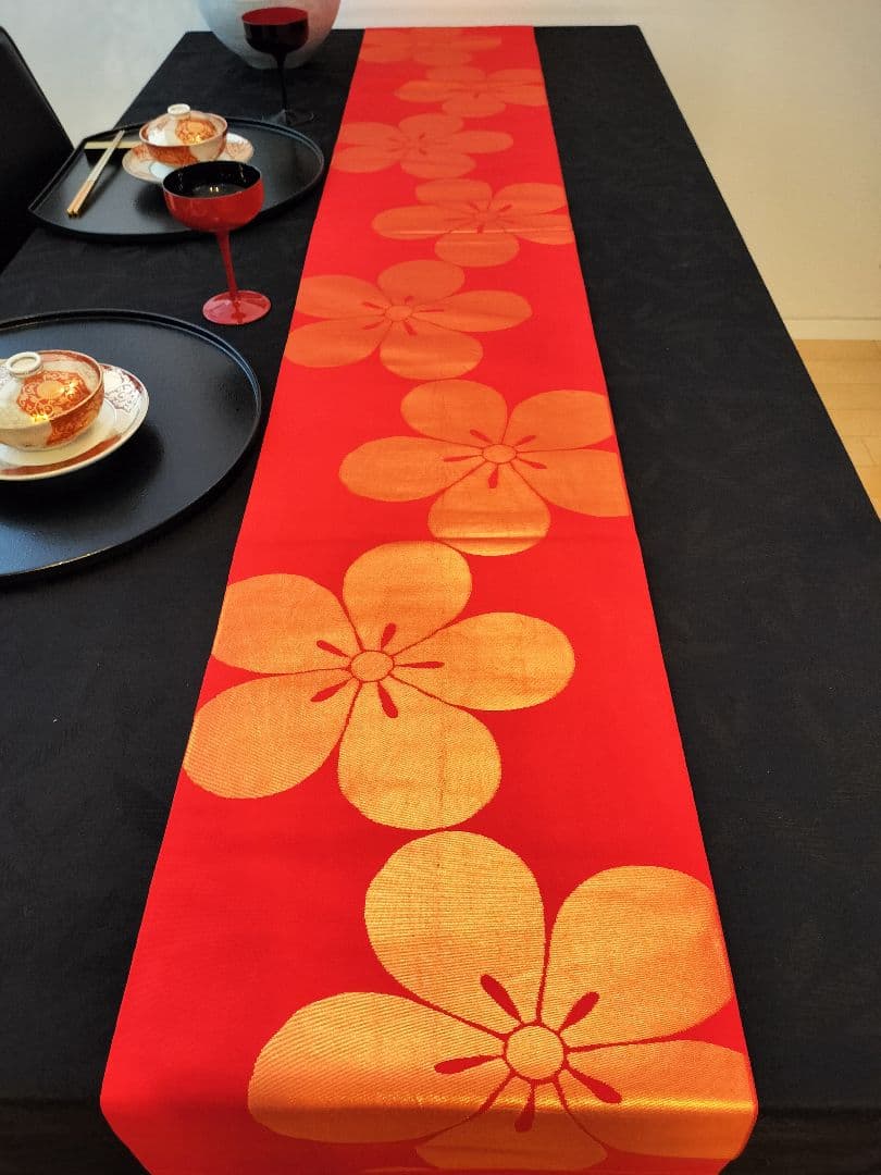 A393★高級‼️全通帯‼️ひな祭り‼️袋帯テーブルランナー2ｍ11cm
