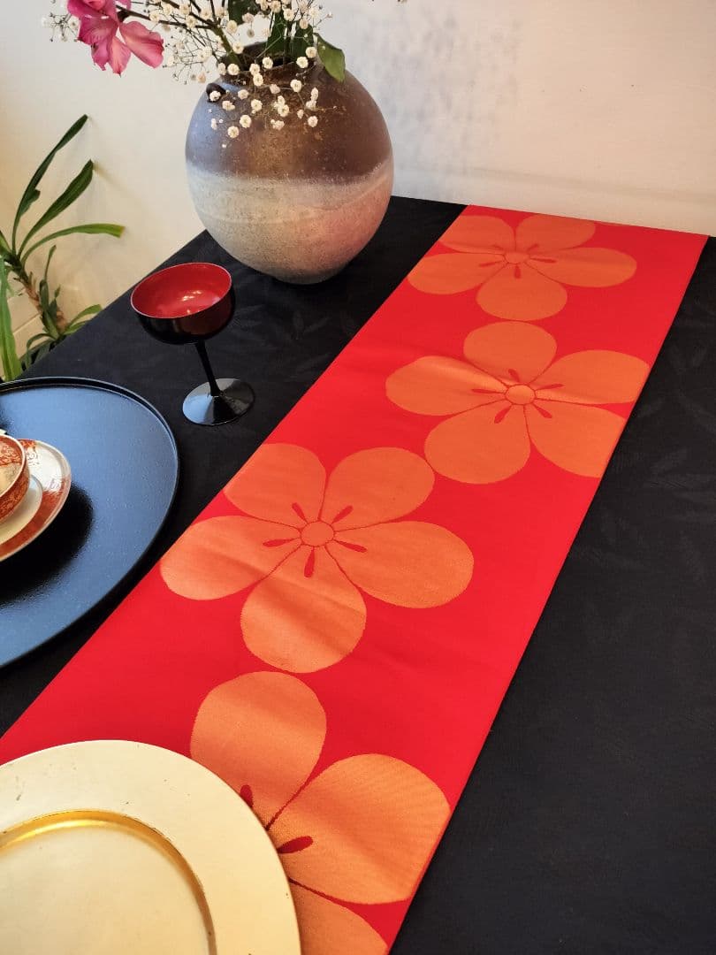 A393★高級‼️全通帯‼️ひな祭り‼️袋帯テーブルランナー2ｍ11cm