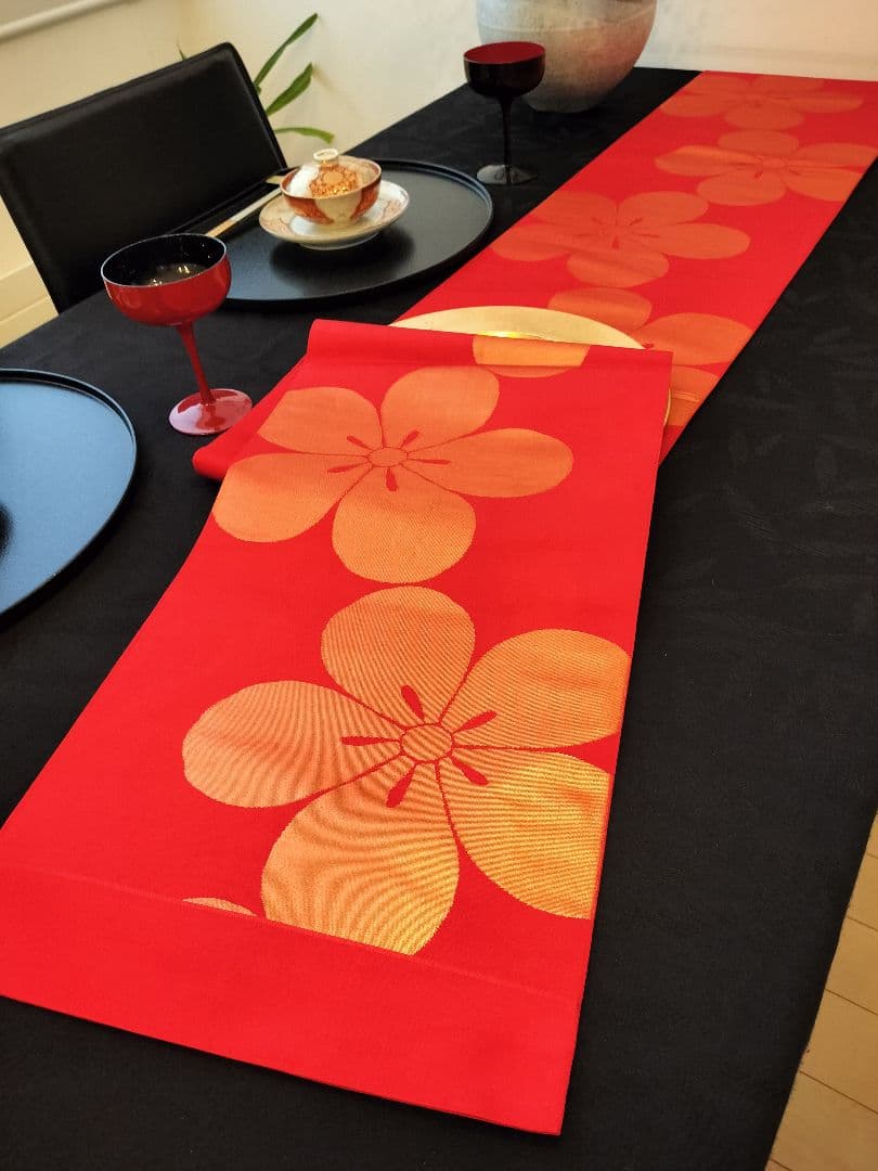 A393★高級‼️全通帯‼️ひな祭り‼️袋帯テーブルランナー2ｍ11cm