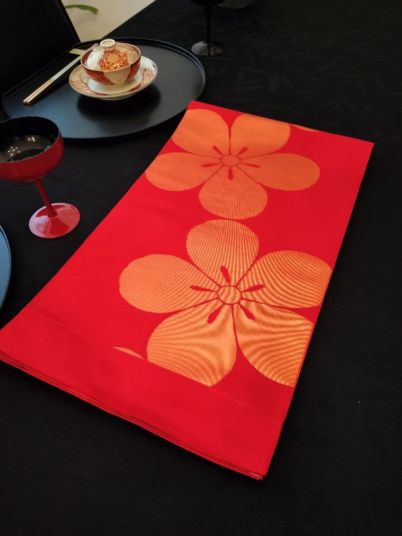 A393★高級‼️全通帯‼️ひな祭り‼️袋帯テーブルランナー2ｍ11cm