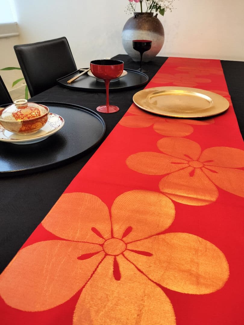 A393★高級‼️全通帯‼️ひな祭り‼️袋帯テーブルランナー2ｍ11cm