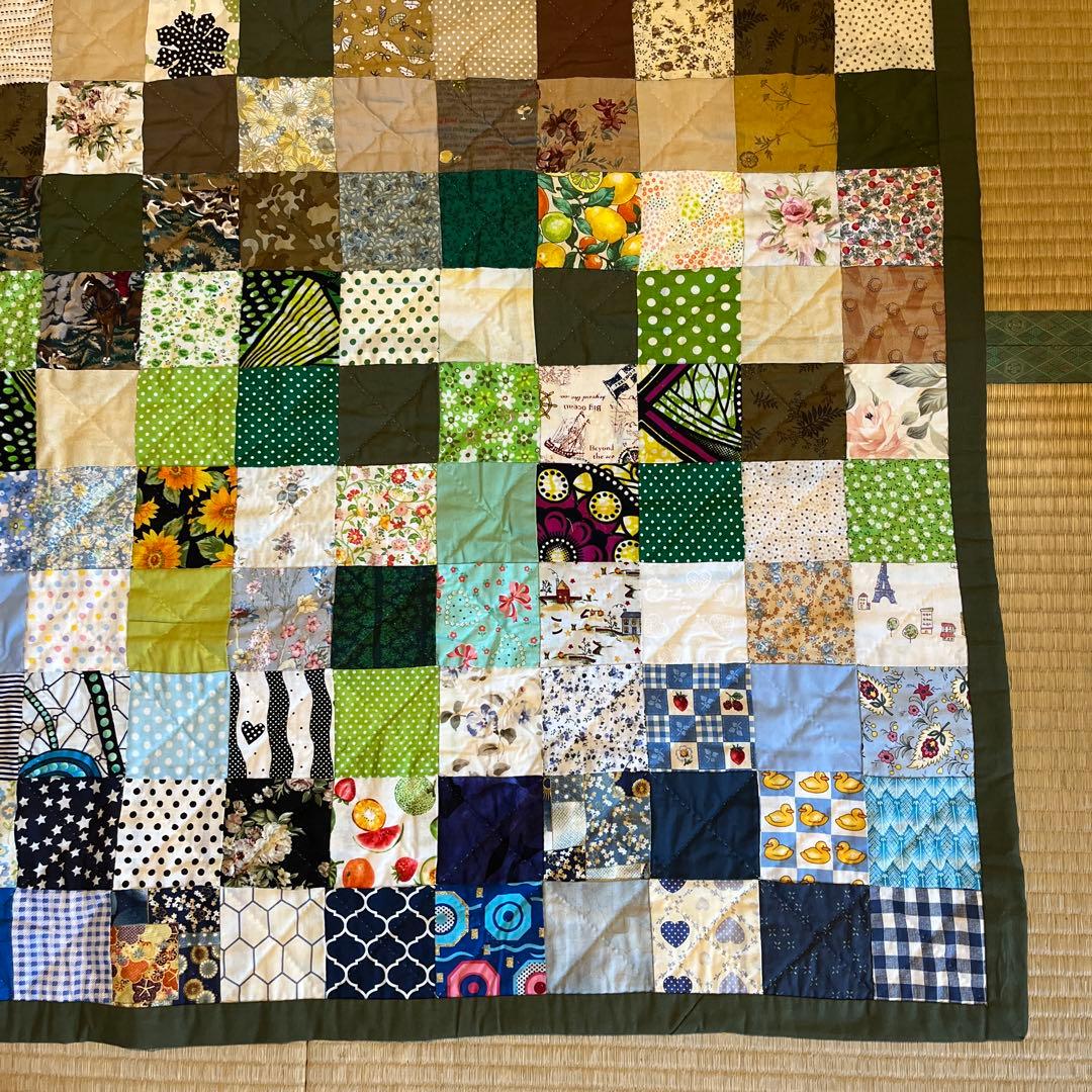 値下げ！手縫いパッチワーク　ベッドカバー(特大)　230×130㎝ おまけ付き