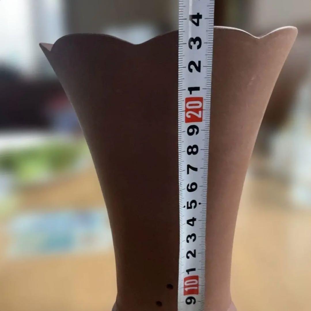 宜興陶器、花模様フラワーベース