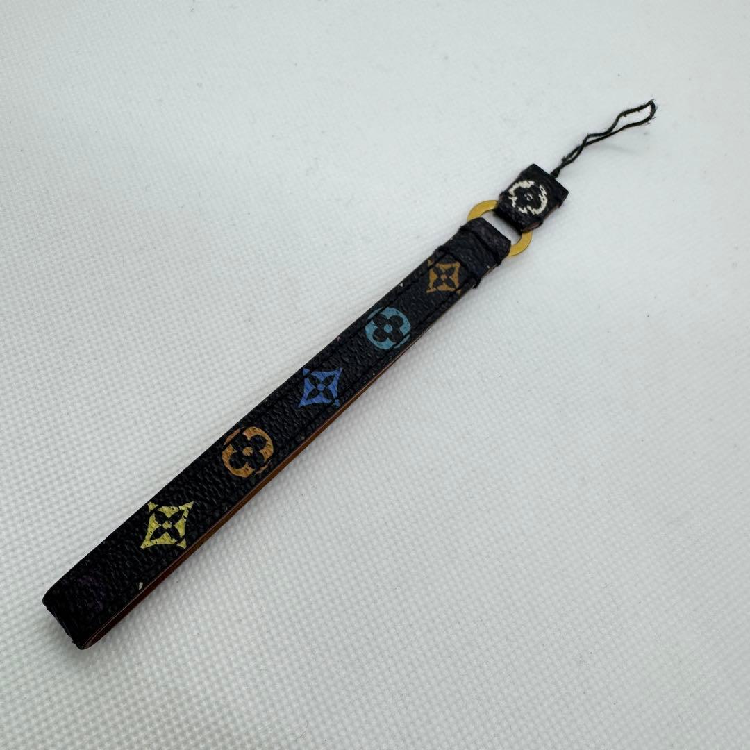 美品 ルイヴィトン 携帯ストラップ マルチカラー ブラック