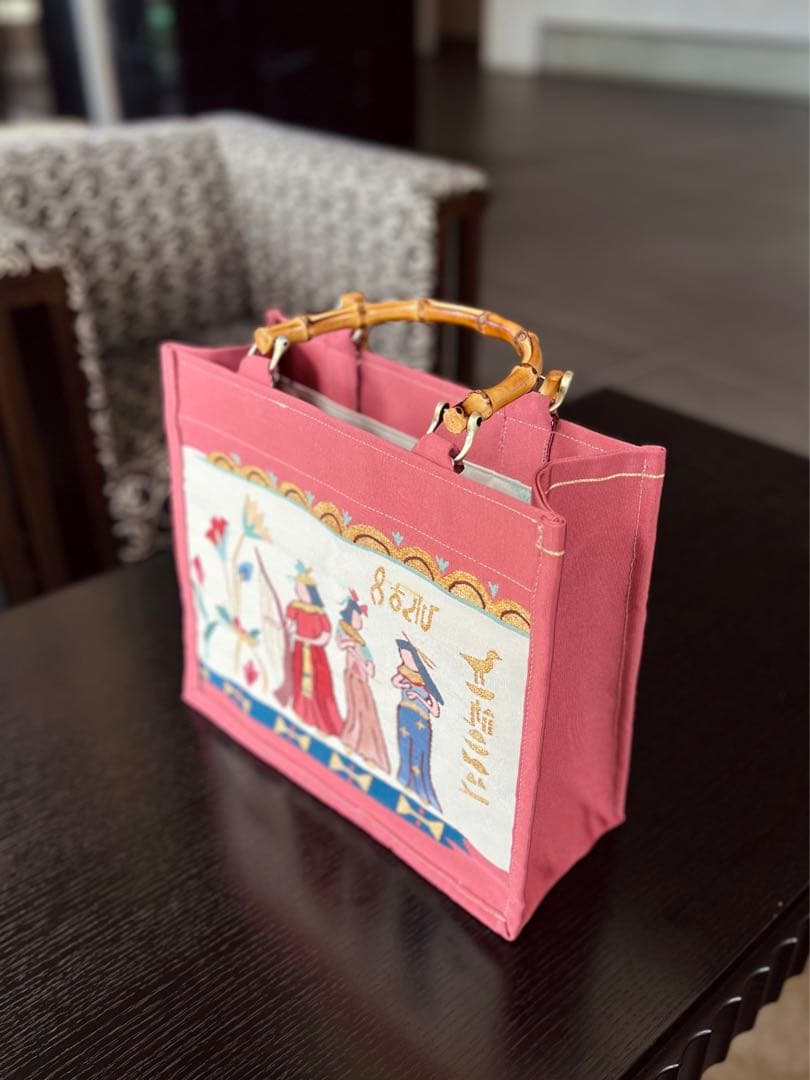 姫様　エジプト　文字　トートバッグ　手作り　一点もの　綴れ織　バングー