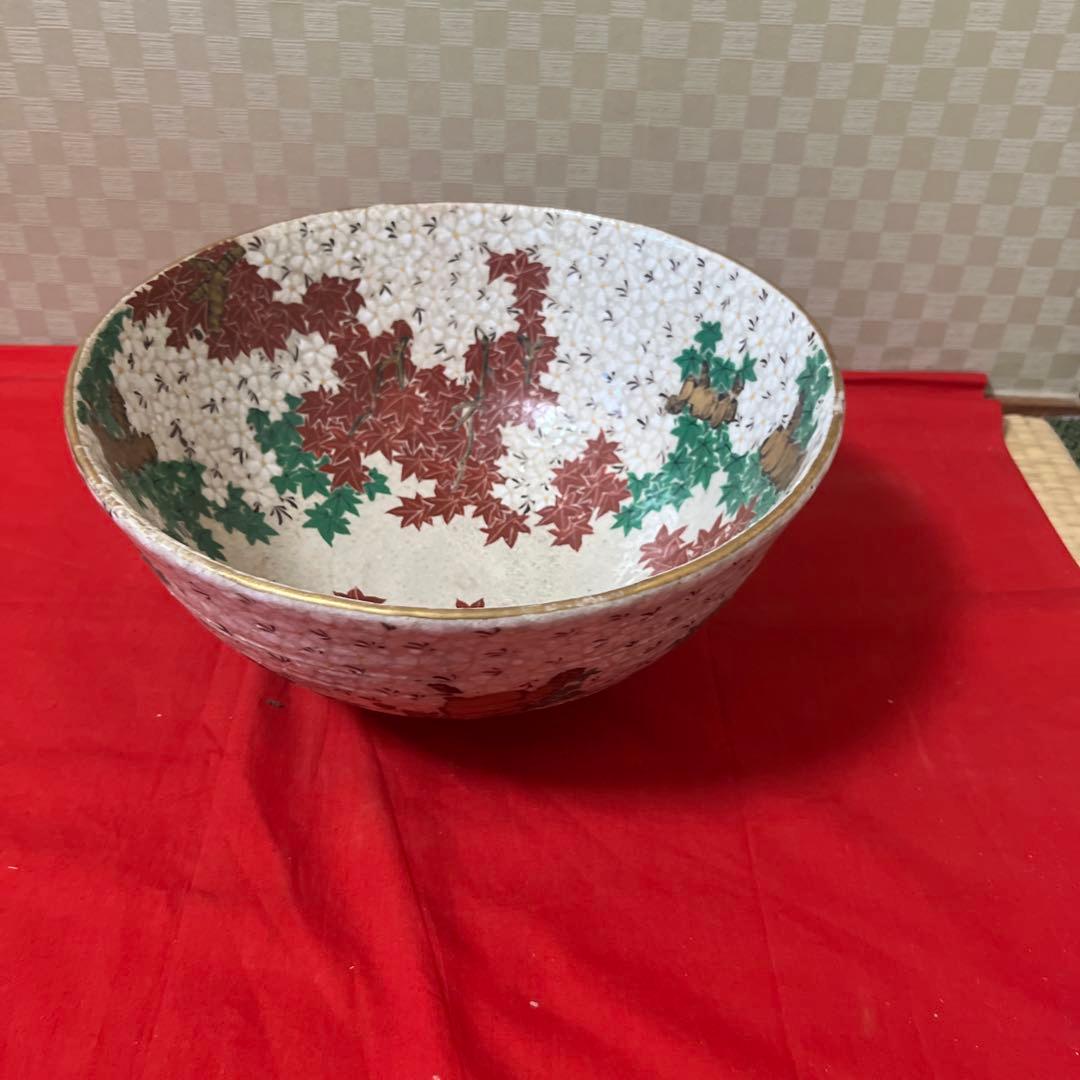 京焼 色絵 雲錦鉢 菓子器 雲錦手紅葉文