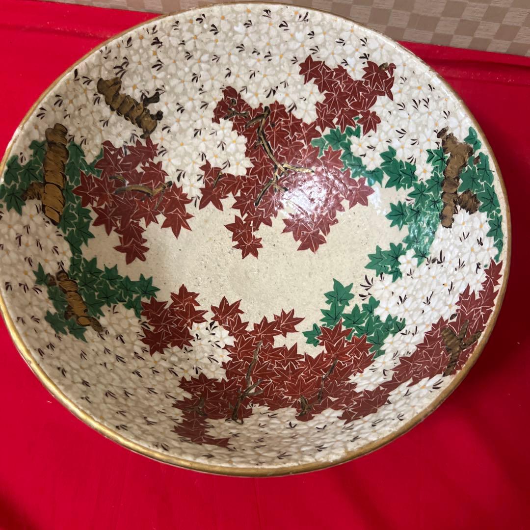 京焼 色絵 雲錦鉢 菓子器 雲錦手紅葉文