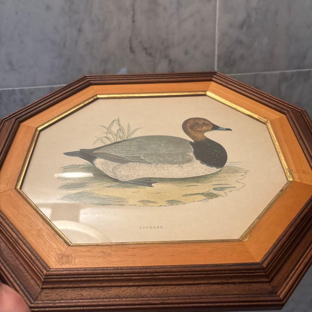 イタリア90年代ヴィンテージ上品なカモが素敵な高級感のある額縁の絵画