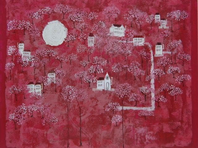 早川義孝、【桜の園】、希少な額装用画集より、美品、新品額装付、日本の風景