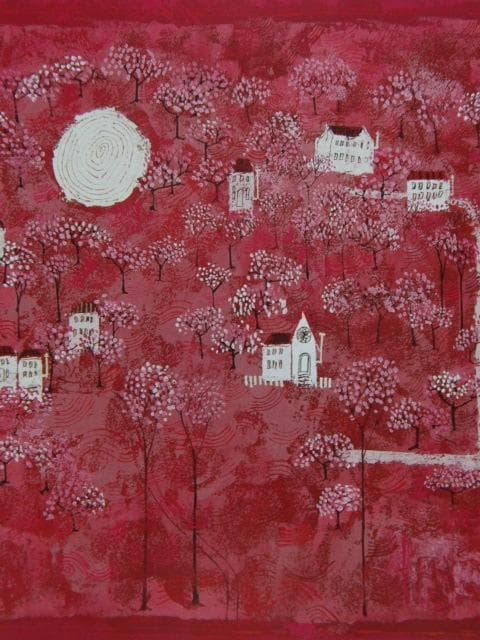 早川義孝、【桜の園】、希少な額装用画集より、美品、新品額装付、日本の風景