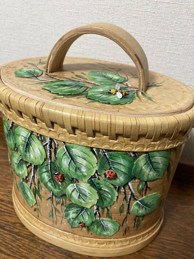 ロシア雑貨☆白樺 ベレスタ収納ボックスA ハンドペイントbox マトリョーシカ