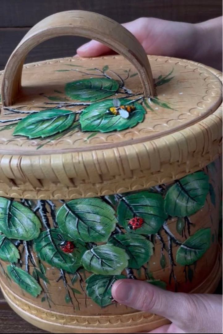 ロシア雑貨☆白樺 ベレスタ収納ボックスA ハンドペイントbox マトリョーシカ